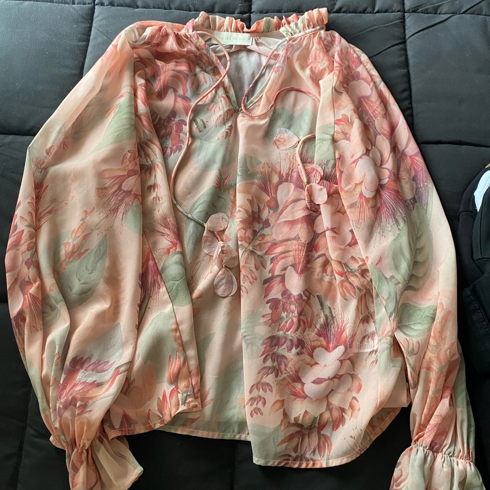 Floral mesh blouse